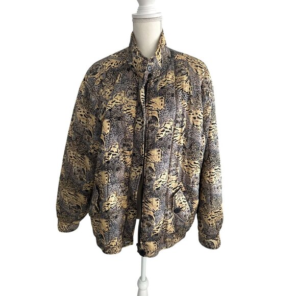 ANNA AND FRANK Vintage Silk Tiger Animal Print Coat Size XL - Picture 1 of 10